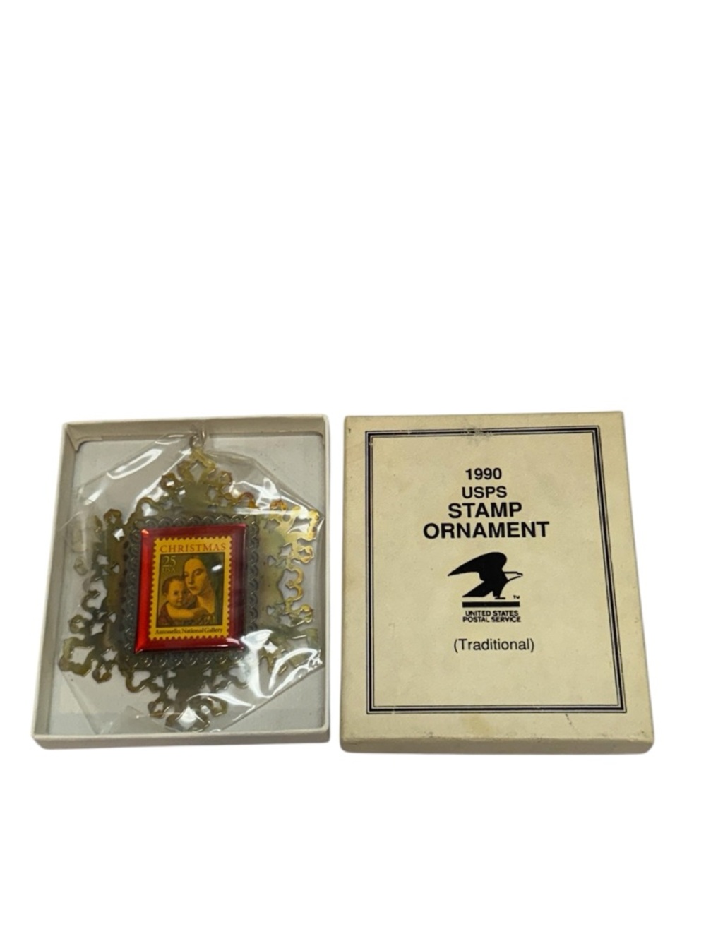 Vintage 1990 USPS Collectible Postage  Stamp Ornament Traditional Madonna Child